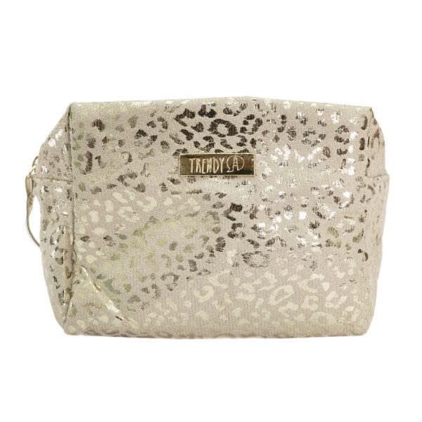 COSMETIQUERA DORADA ANIMAL PRINT TRENDY - Imagen 2